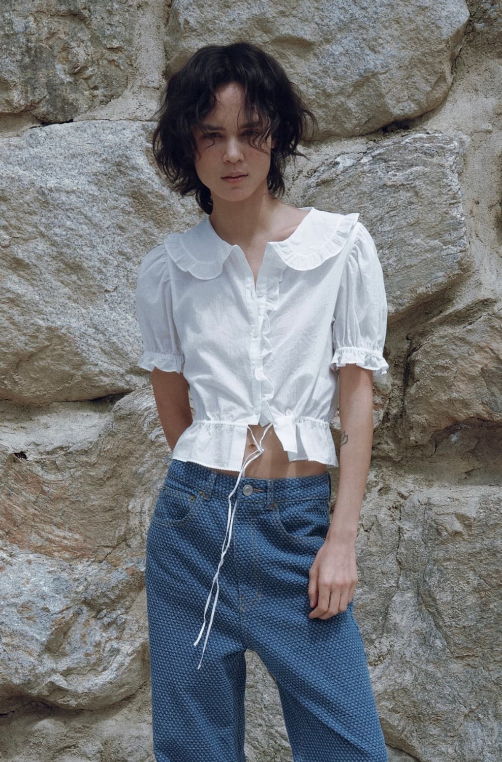 비아플레인 via embeth ruffle blouse ivory 상품이미지2