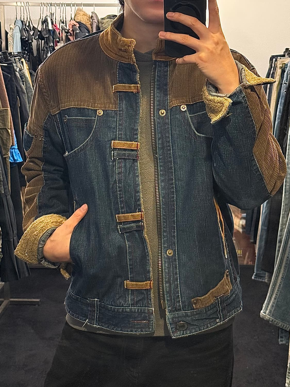 YAJAYU 일본 골덴 코듀로이 진청 브라운 갈색 워크 트러커 자켓  상품이미지1