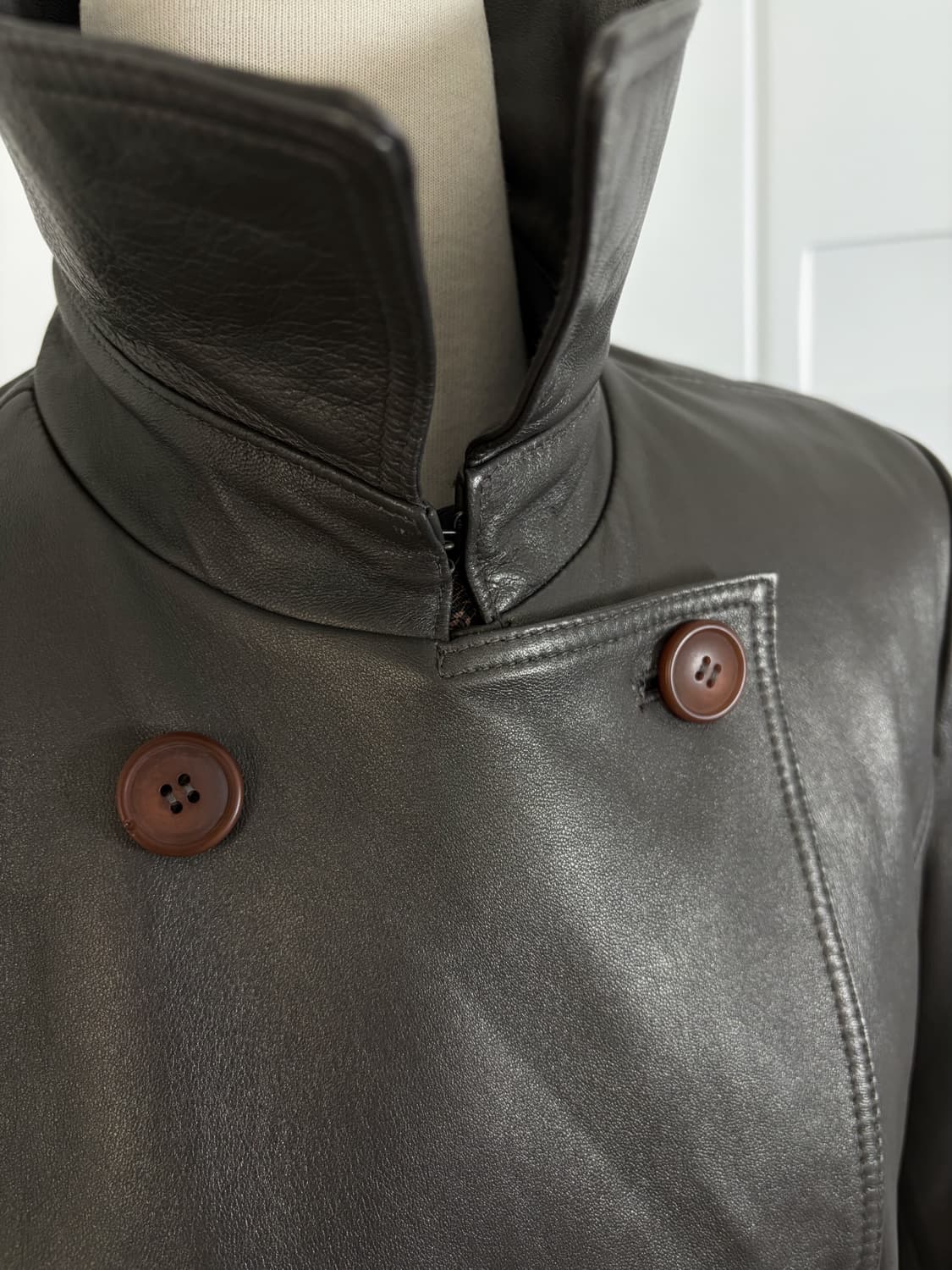 Robo 레더 트렌치 코트 그레이 양가죽100% 상품이미지5