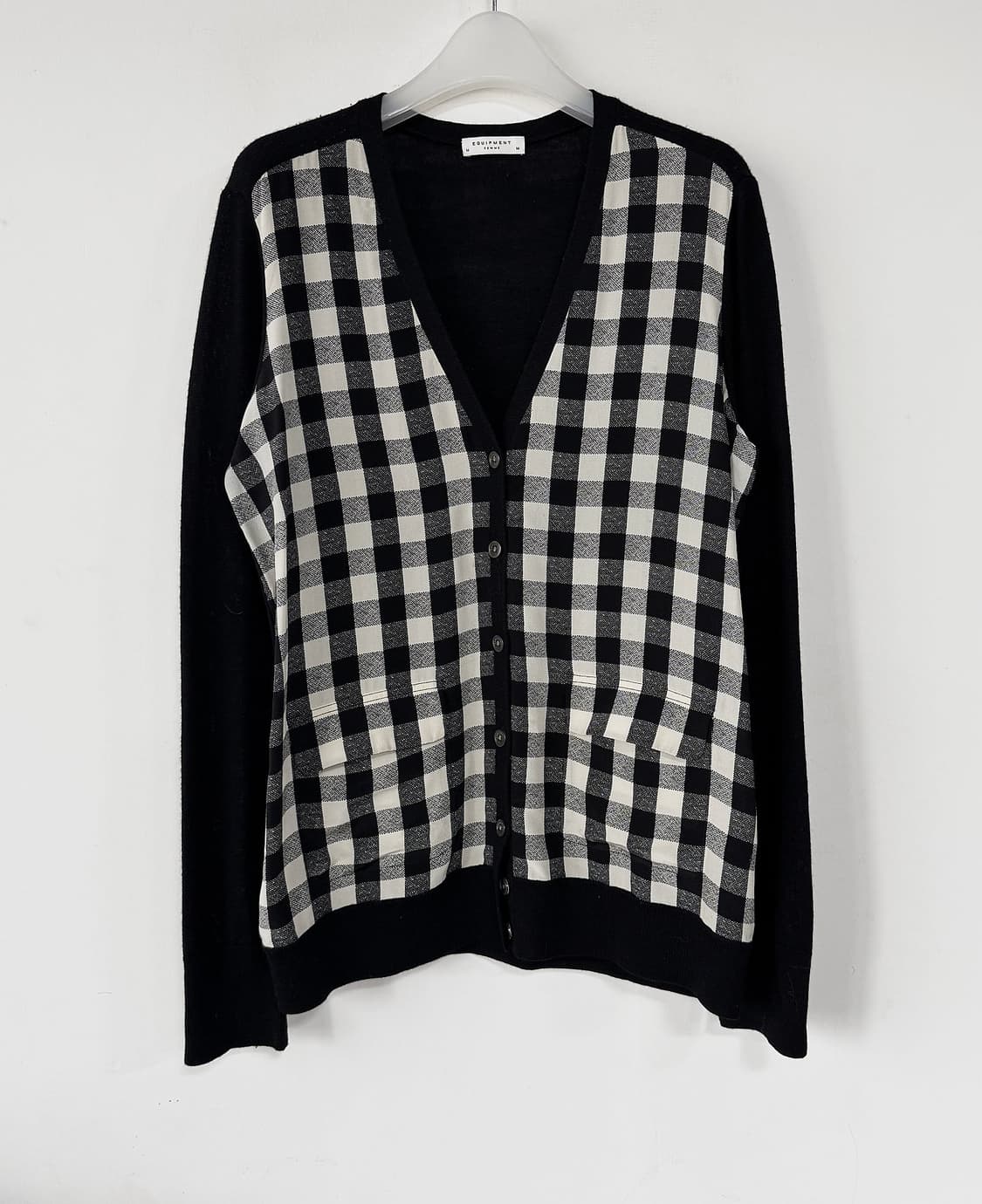 이큅먼트 텍스처 블록 울 실크 가디건 상품이미지1