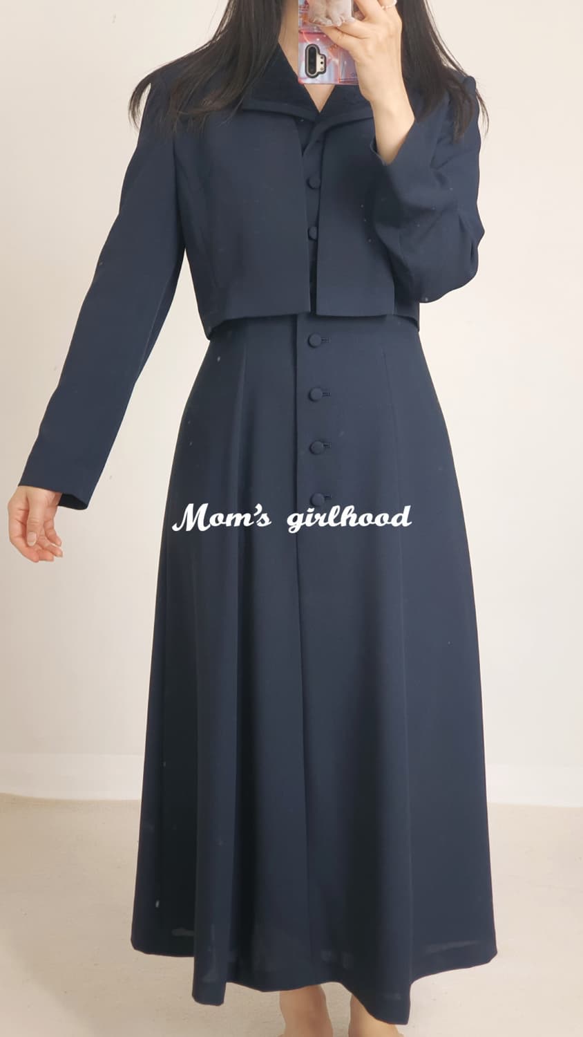 빈티지 네이비 클래식 셋업 원피스 상품이미지8