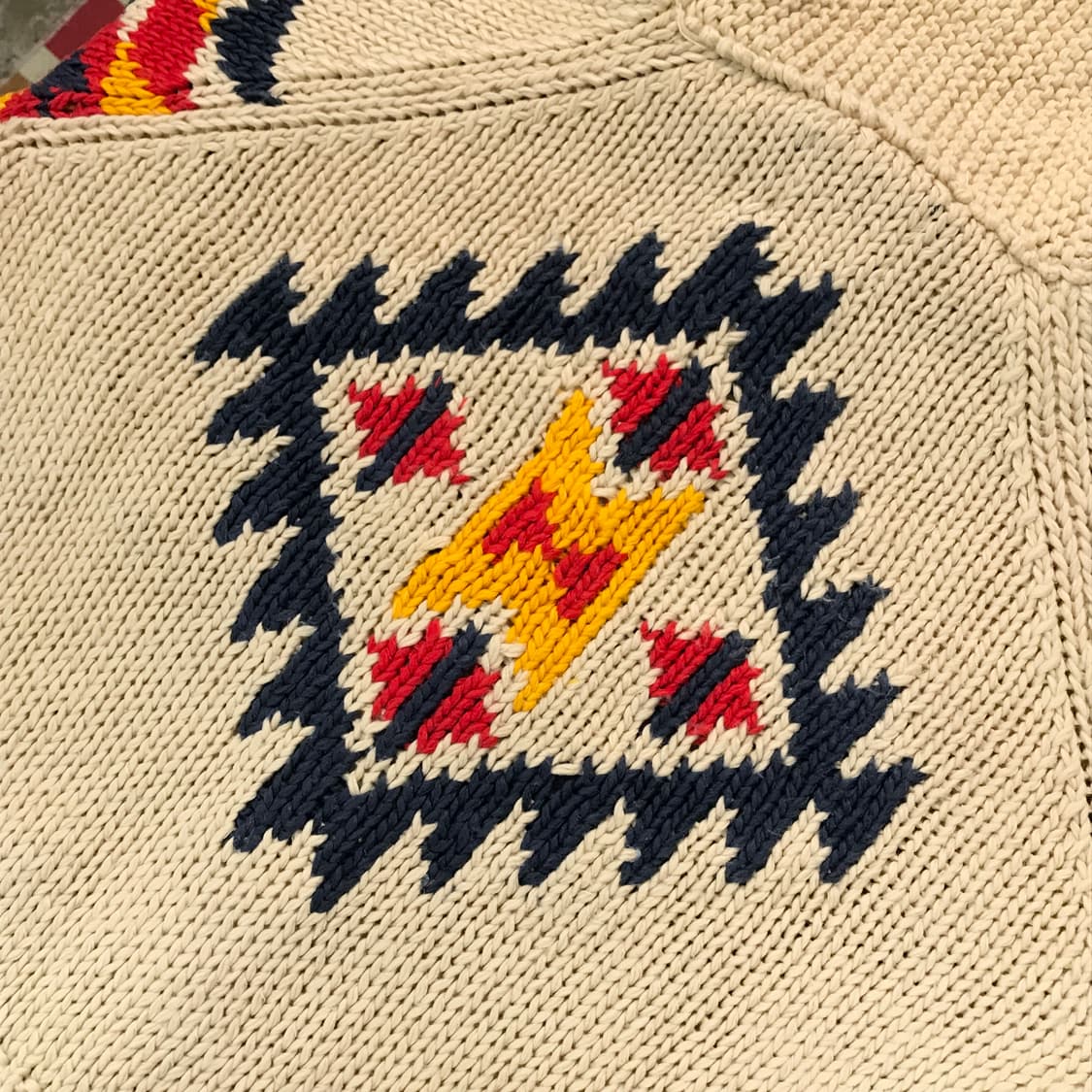 일본 빈티지 나바호 패턴 니트 집업 코위찬 남성 105 사이즈  상품이미지7