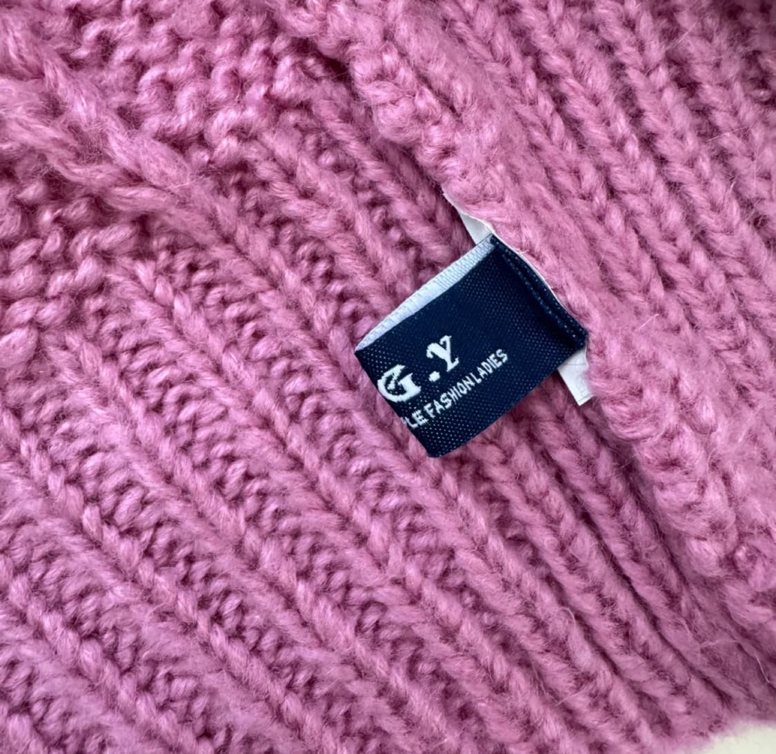 니트 카라 가디건 핑크  주머니 모리걸 러블리 상품이미지6
