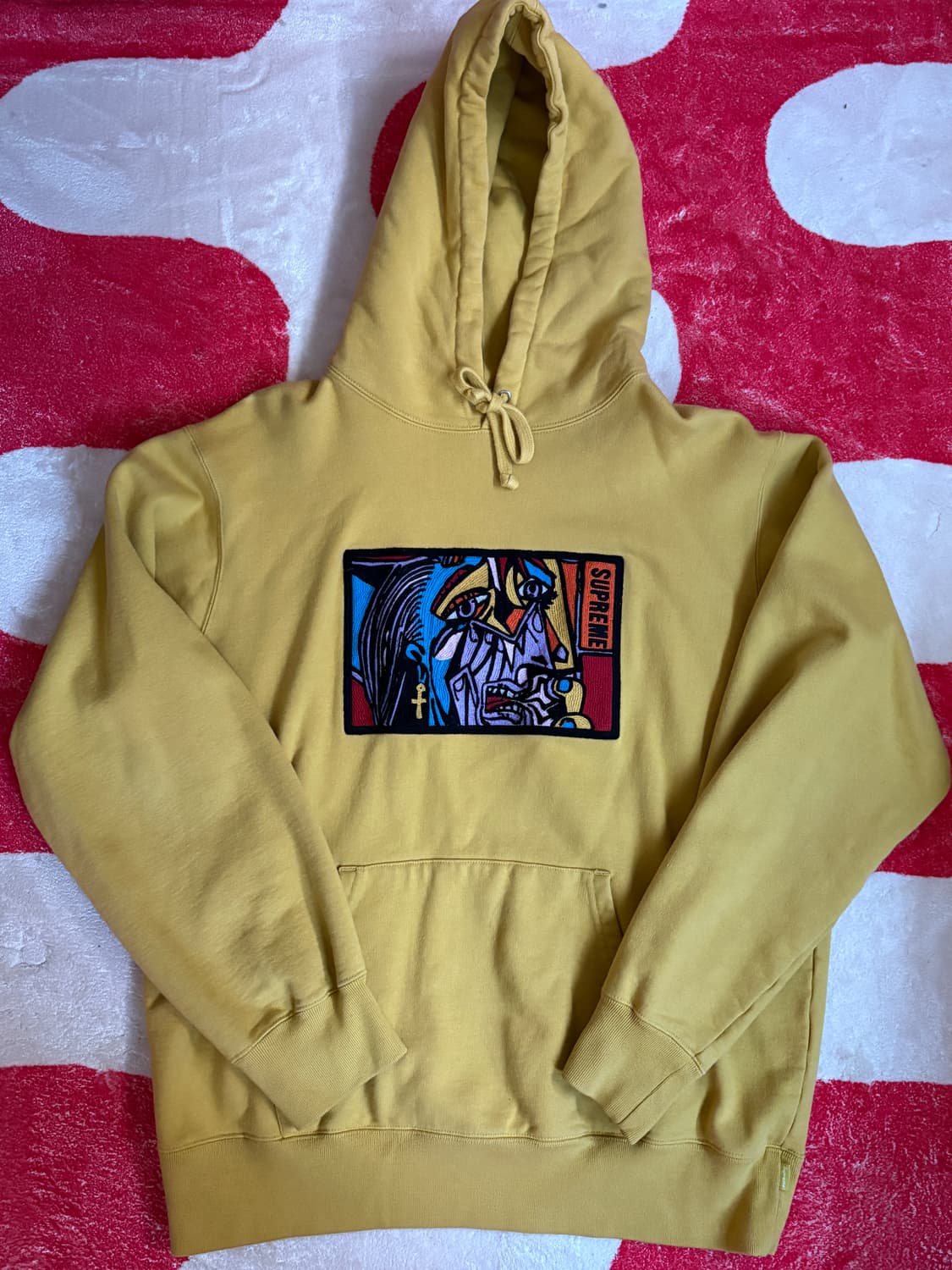 [L] 슈프림 18fw 피카소 체인스티치 후드 머스타드 상품이미지1