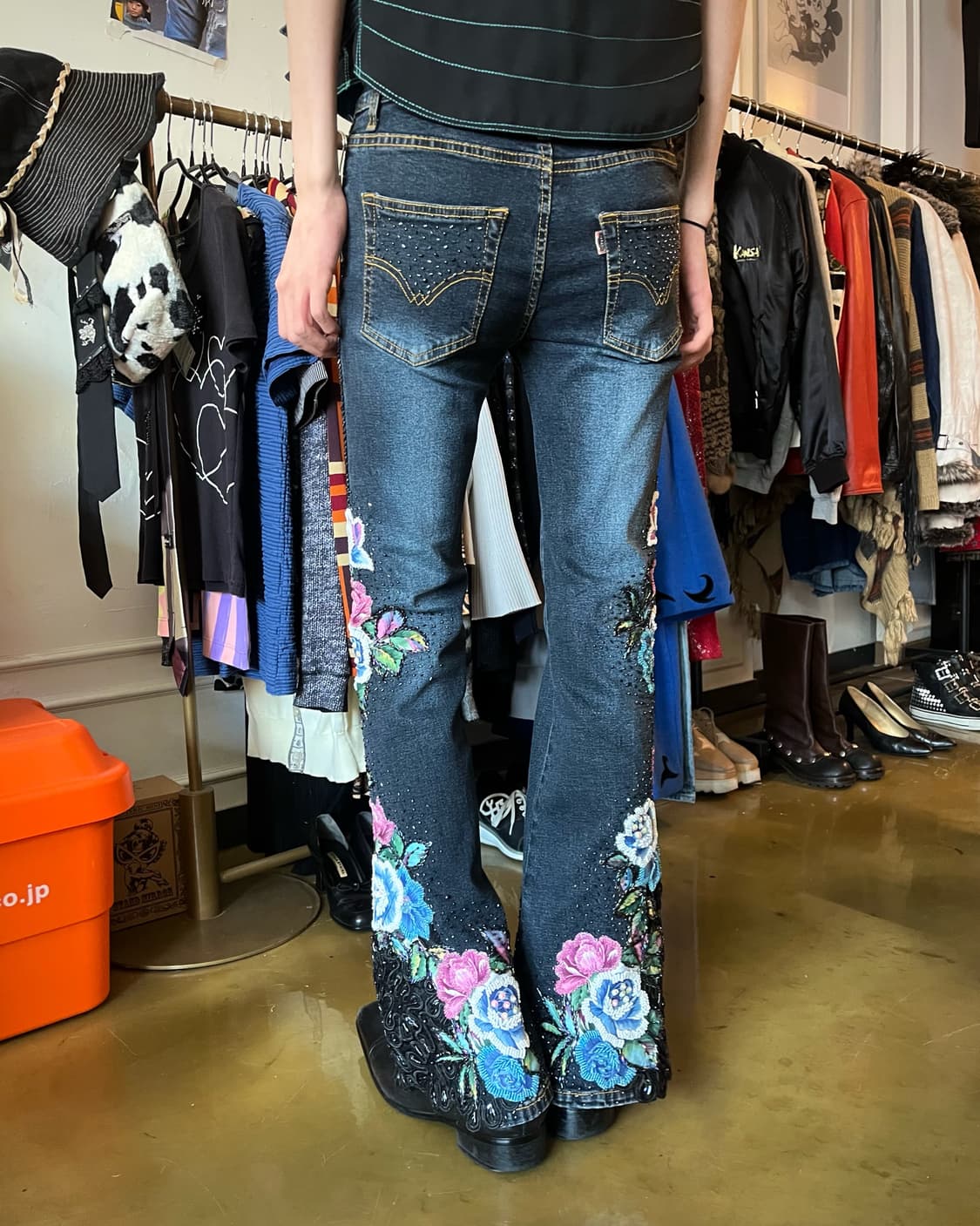 90-00s TARADO 3D Floral Flare Jeans 상품이미지2