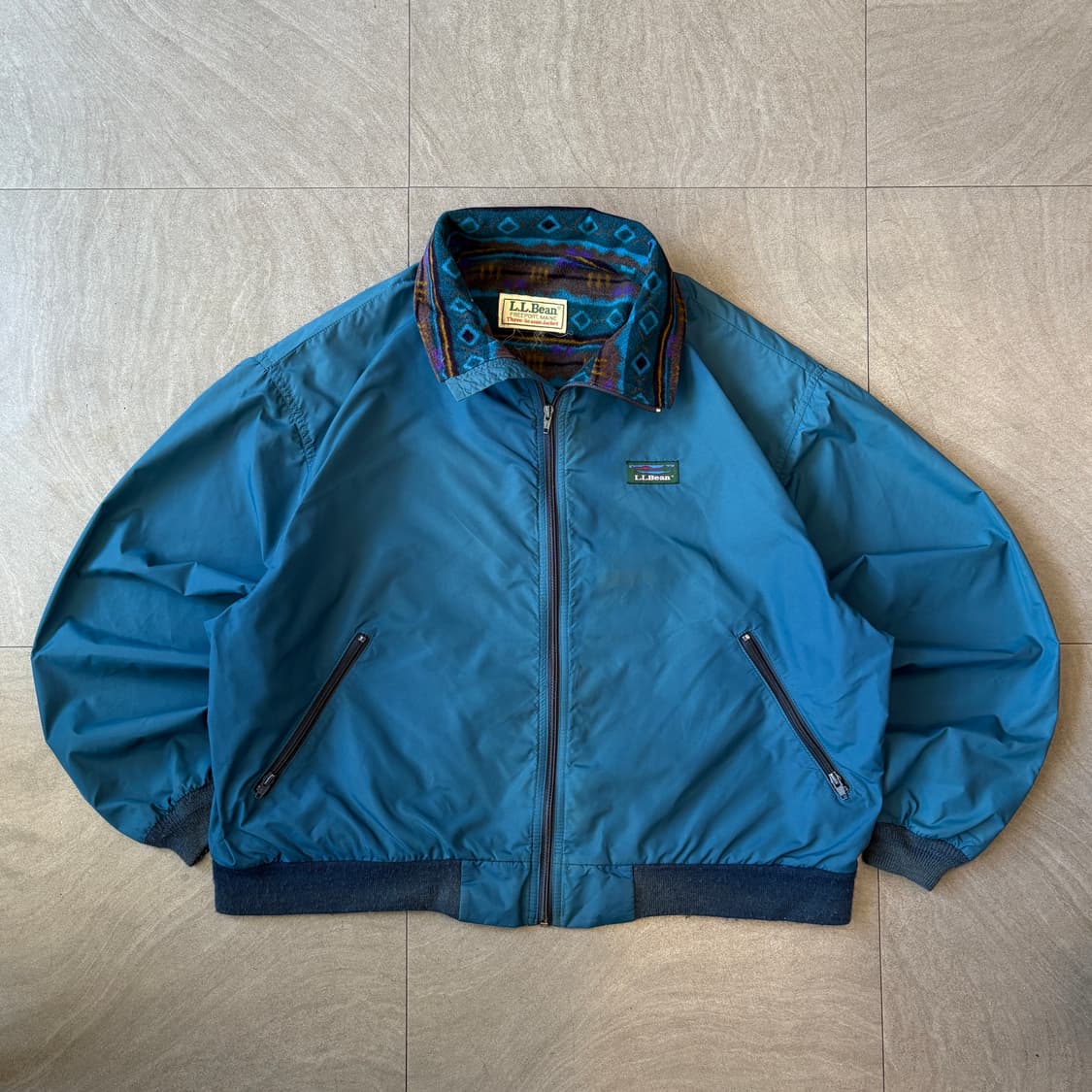 90년대 생산 엘엘빈 아즈텍 블루 쓰리시즌 자켓 상품이미지1