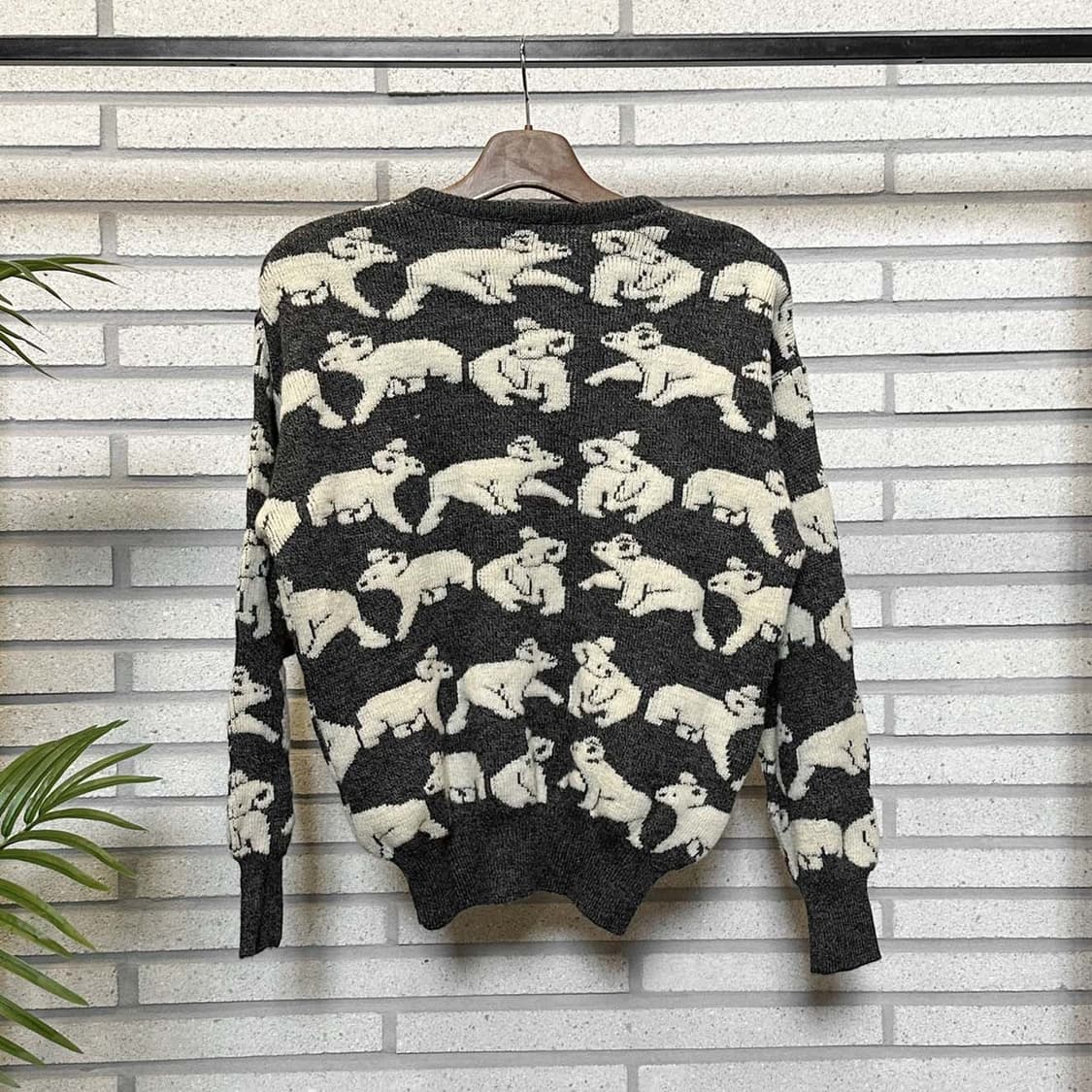 USA VINTAGE 울 니트 코알라 풀오버 패턴 디테일 그레이 상품이미지3