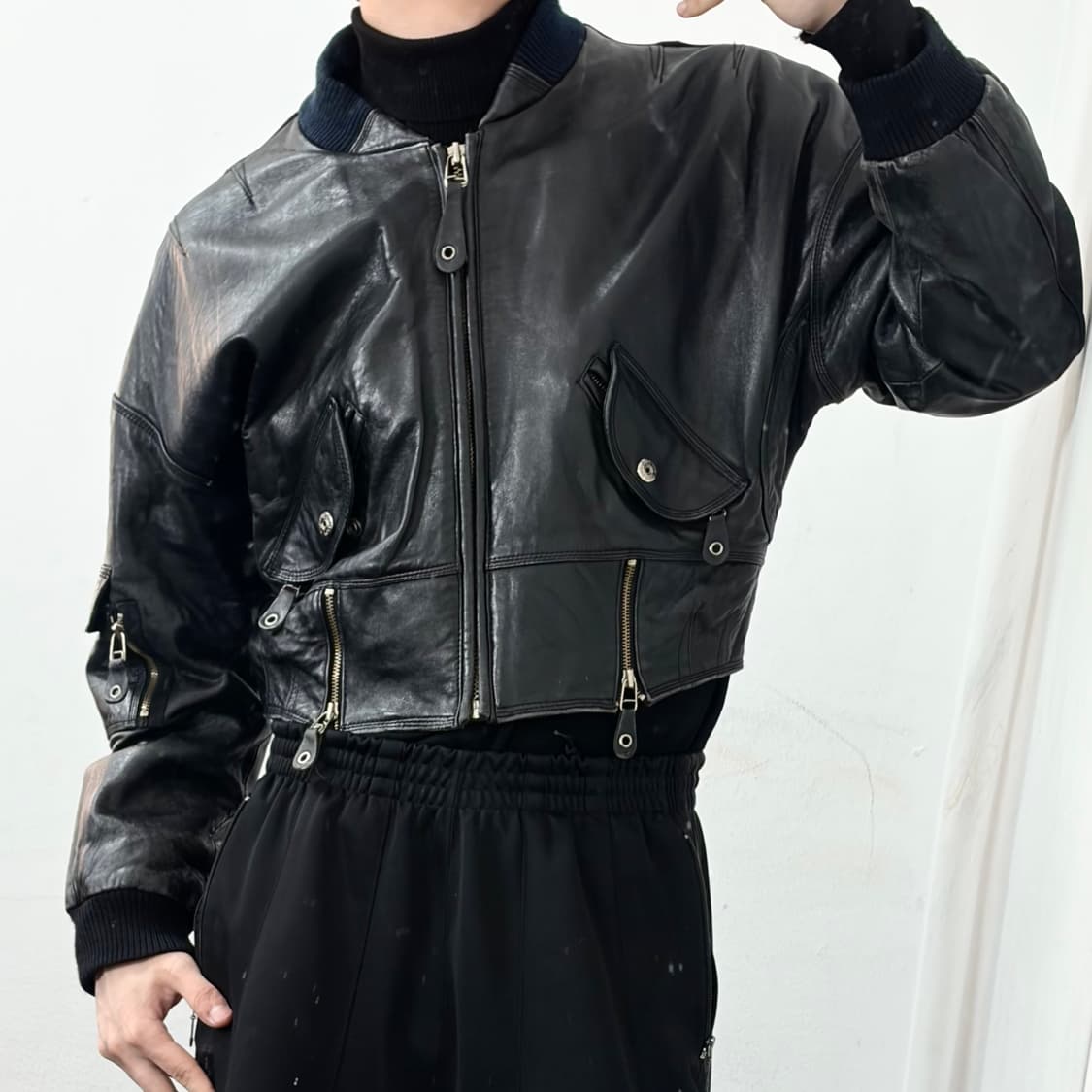 Foxrun 90s 양가죽 크롭 MA-1 자켓 상품이미지2