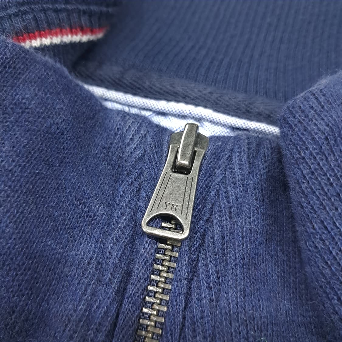 CL824 2XL 타미힐피거 00s 하프집업 네이비 니트 스웨터 상품이미지3