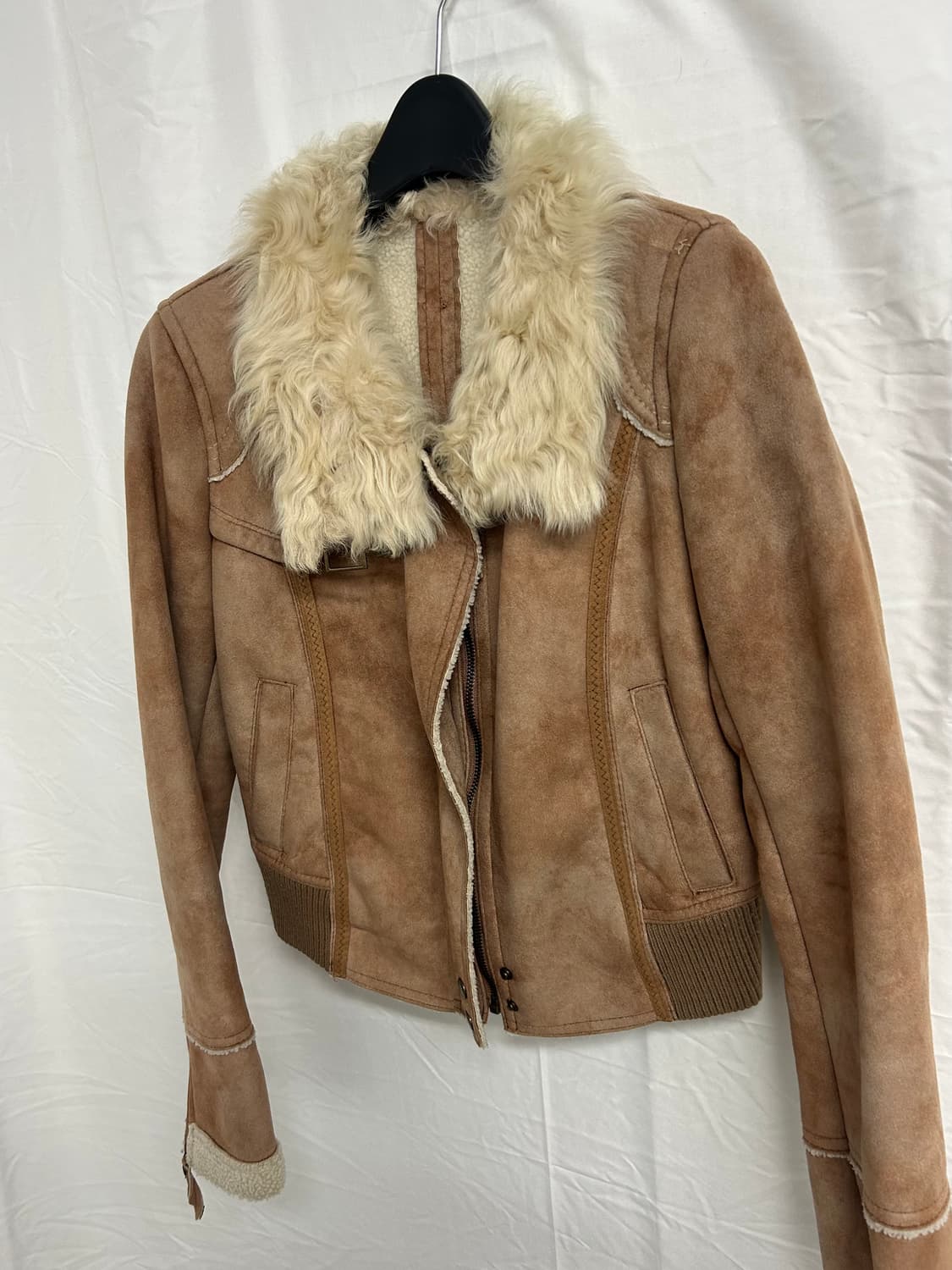 Leather Short Zip Up Fur Jacket 상품이미지4