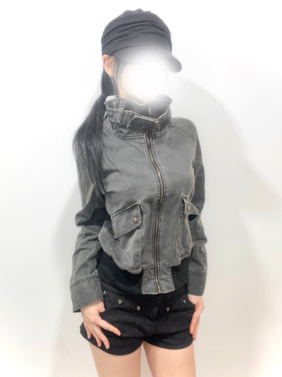 grey High neck buckle jacket 상품이미지1