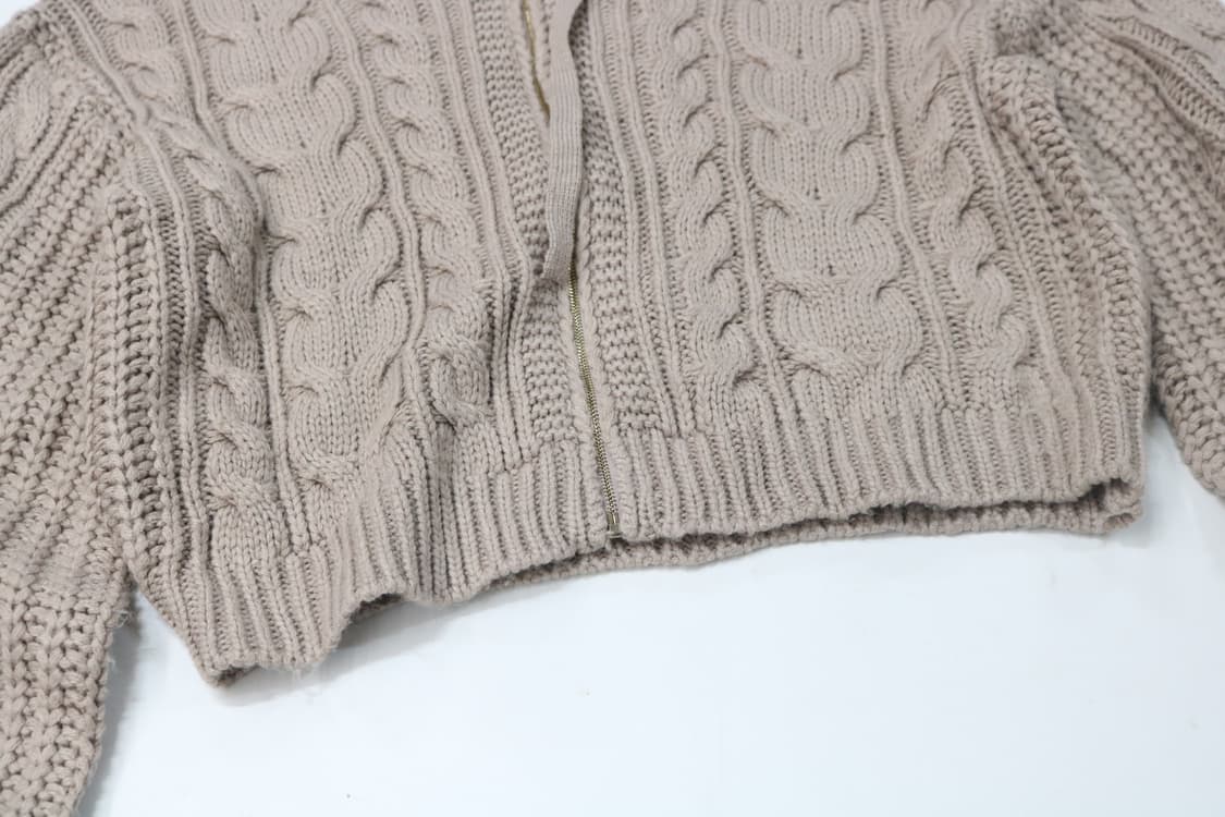 GRL 그레일 케이블 니트 크롭 후드 집업 상품이미지4