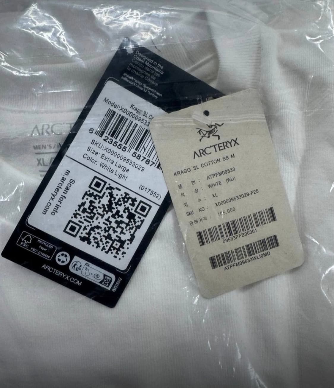 아크테릭스 Kragg SL Cotton SS M 반팔티(블랙, 화이트) 상품이미지6