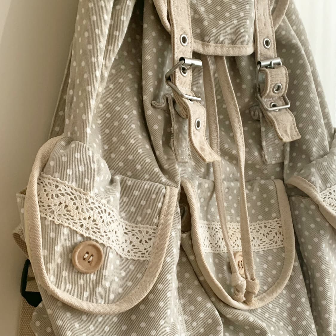 [빈티지] 모리걸 도트 레이스 쓰리포켓 백팩 상품이미지4