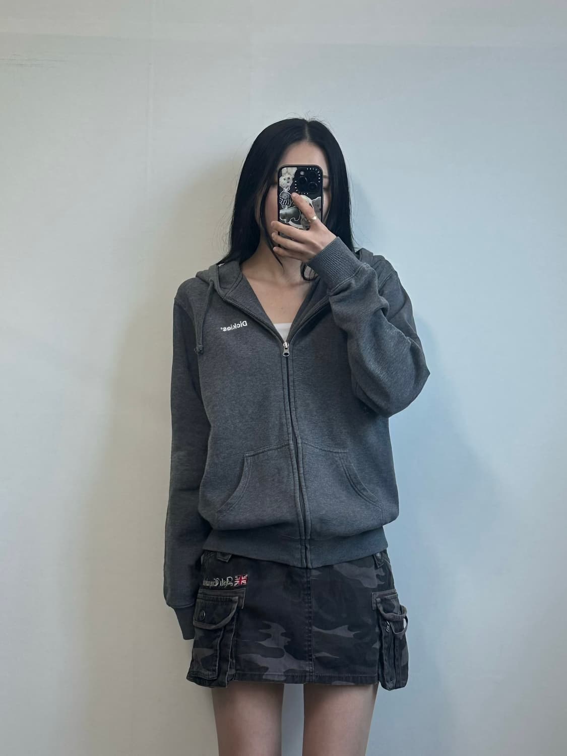 디키즈 자수로고 차콜 후드집업 상품이미지1