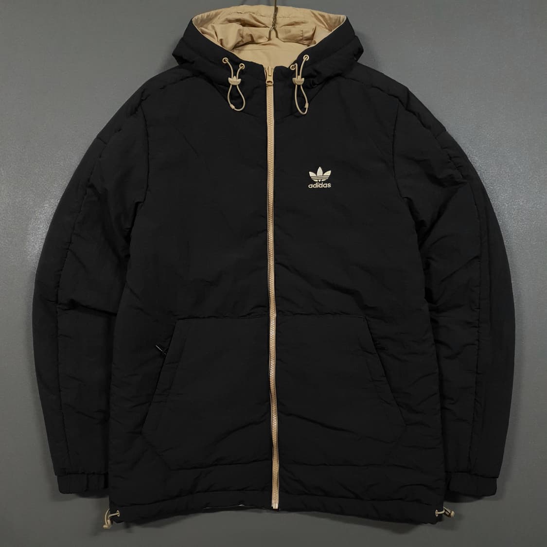 아디다스 유로파 파이어버드 리버서블 양면 락업 패딩 자켓 베이지 블랙 M 상품이미지3