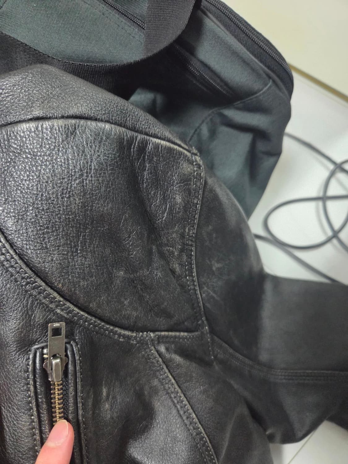 엘무드 스모커 카우하이드 바이커 레더 자켓 46 상품이미지6