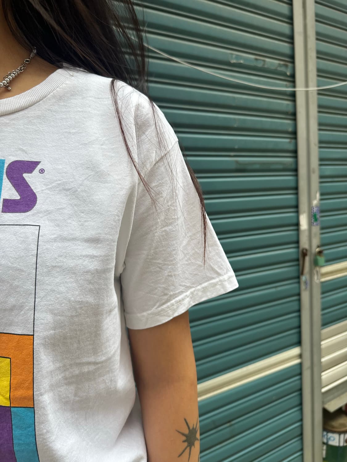 American Tetris print logo T-shirt 상품이미지4