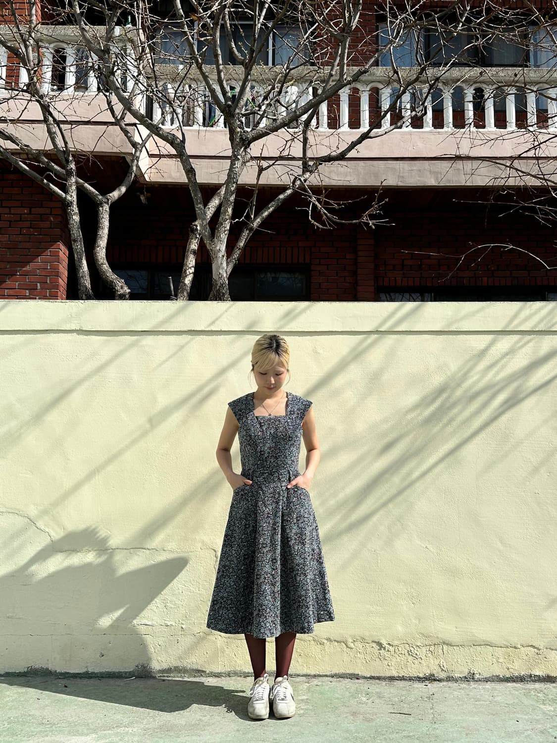 스퀘어넥 코듀로이 플로럴 원피스 상품이미지3