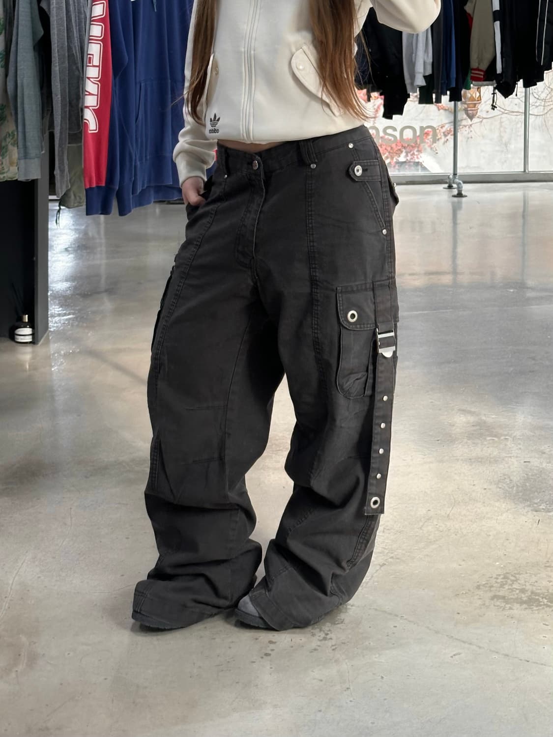 재팬빈티지 스타버튼 버클 부츠컷카고팬츠 코코아 상품이미지4