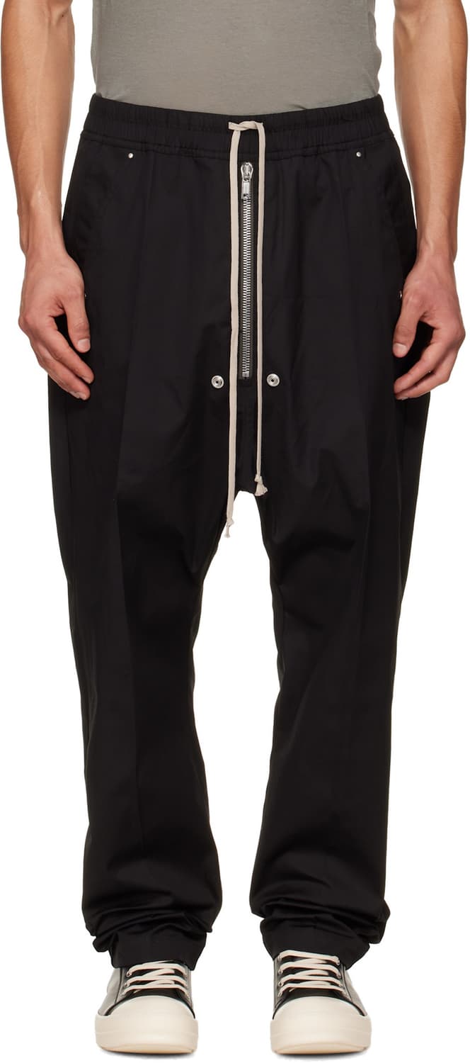 Rick Owens 릭 오웬스 지퍼 트리밍 드로스토링 팬츠 블랙 48 상품이미지7