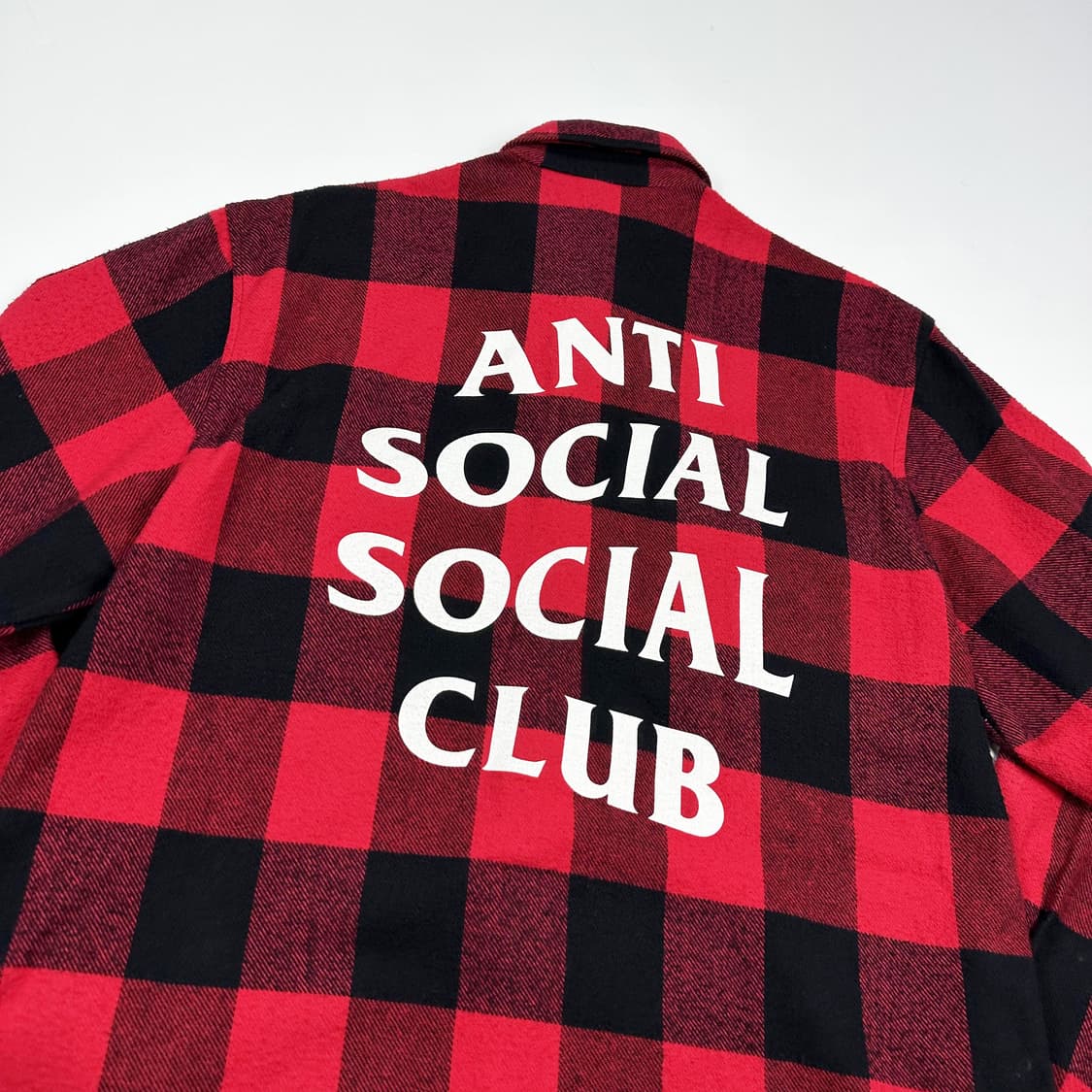 안티소셜소셜클럽 백로고 플란넬 셔츠 실측L 상품이미지3