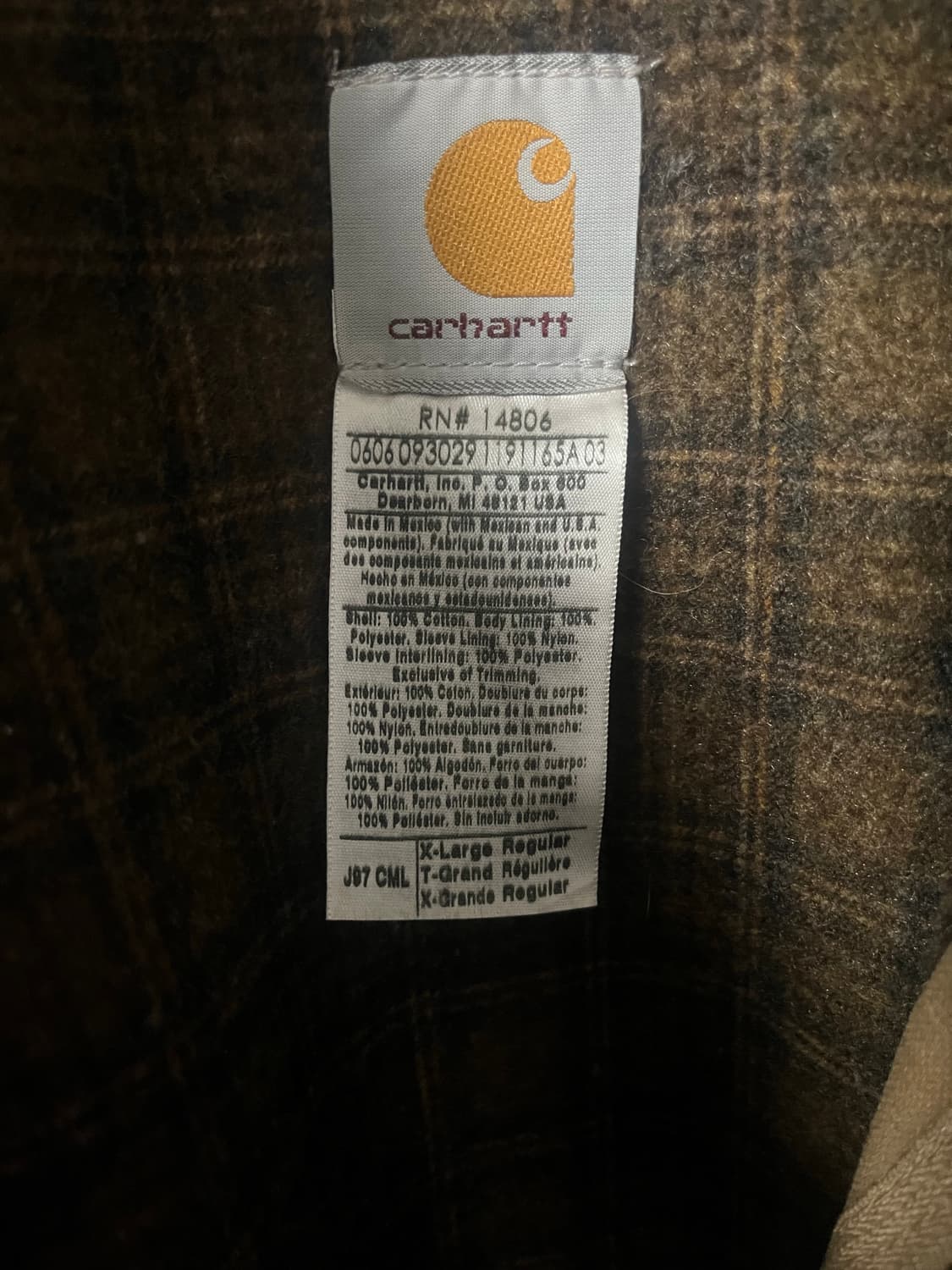 칼하트 j97 디트로이트 자켓 xl 상품이미지3