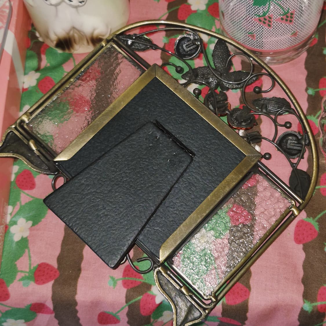 90s 엔틱 딸기 넝쿨 글라스 탁상 액자 상품이미지8