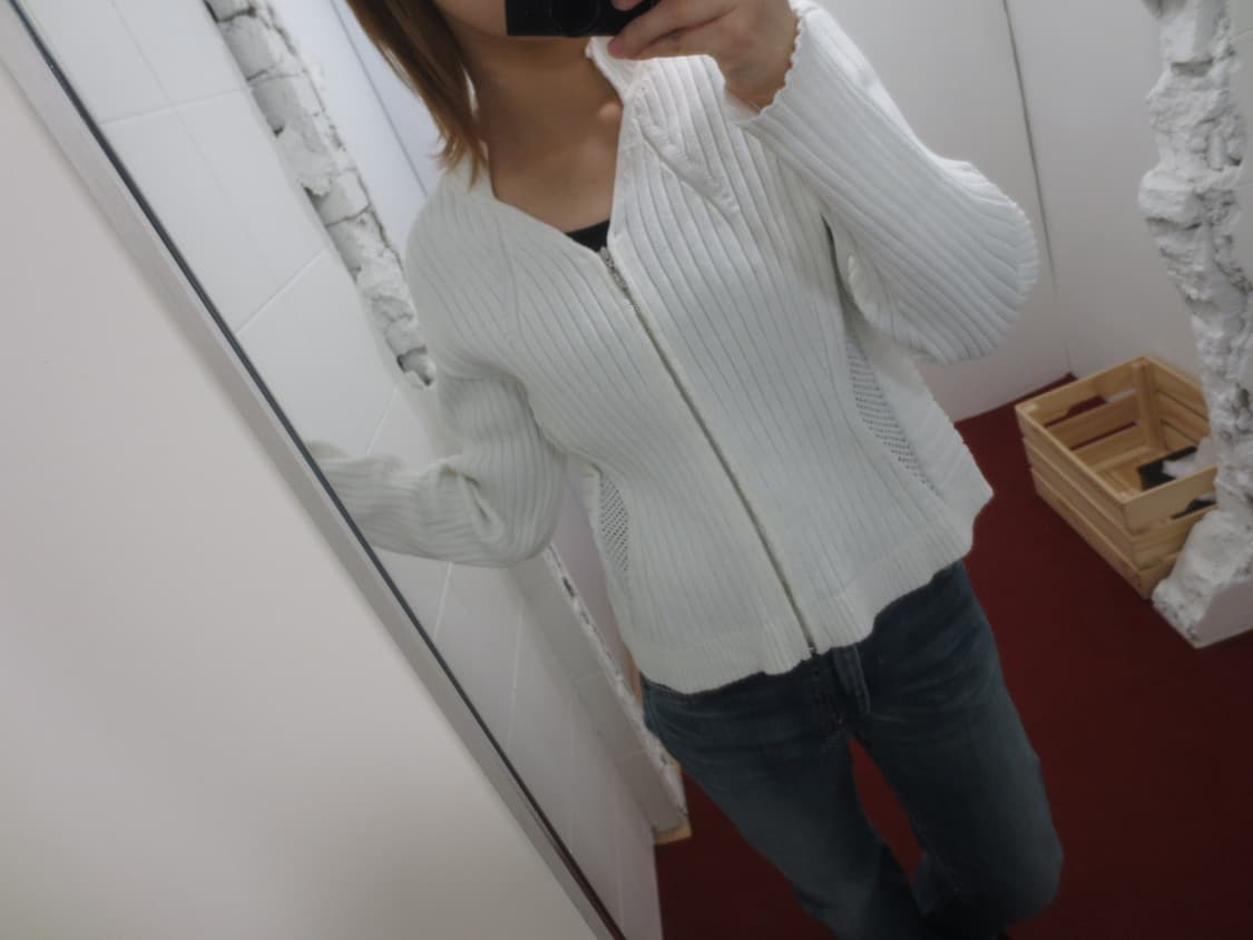 히로코 비스 화이트 니트 집업  상품이미지8