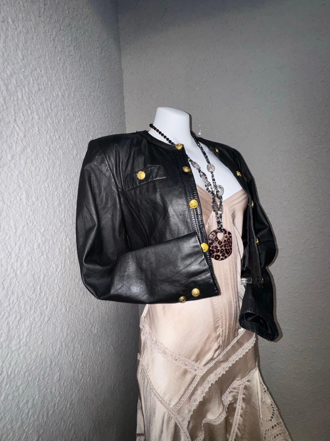 빈티지 크롭 레더재킷  상품이미지2