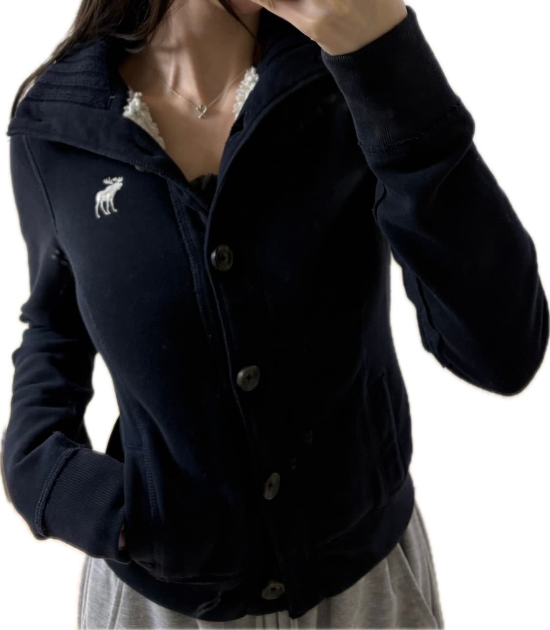 아베크롬비 양털 하이넥 버튼집업 네이비 S 상품이미지1