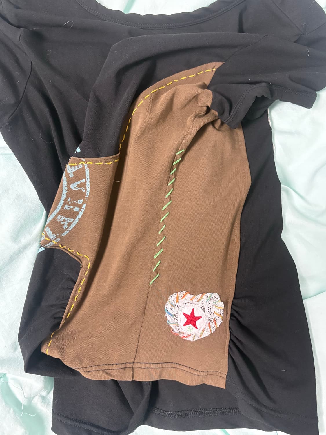 패치워크 반팔티 상품이미지3