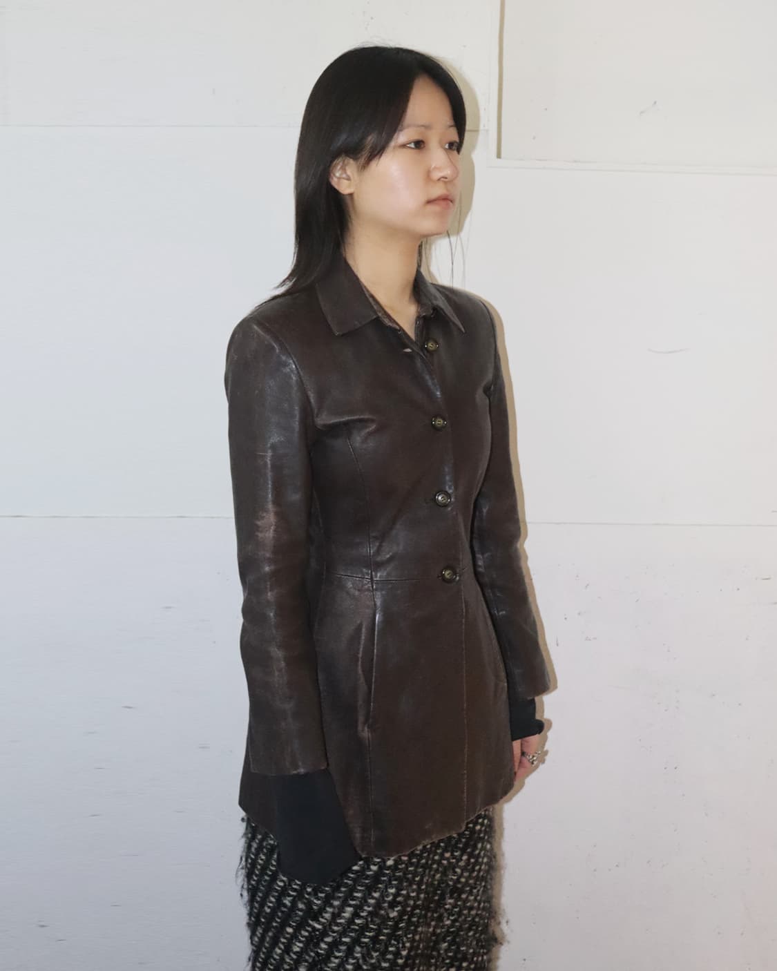 엠포리오 아르마니 00AW 레더 자켓 브라운 상품이미지2