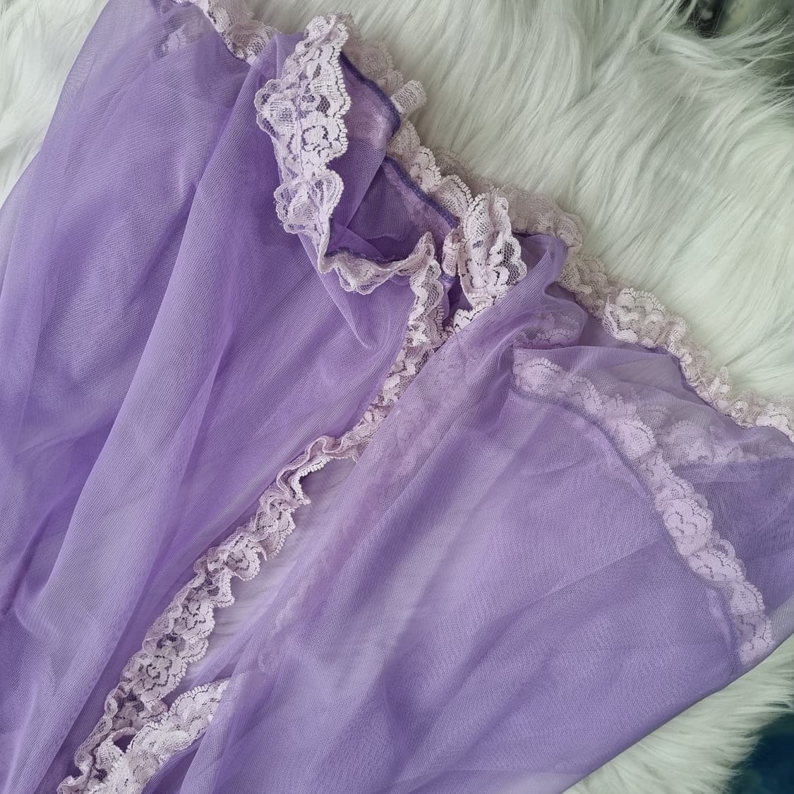 란제리 레이스 퍼플 보라 슬립 슬리브리스 1809 상품이미지7