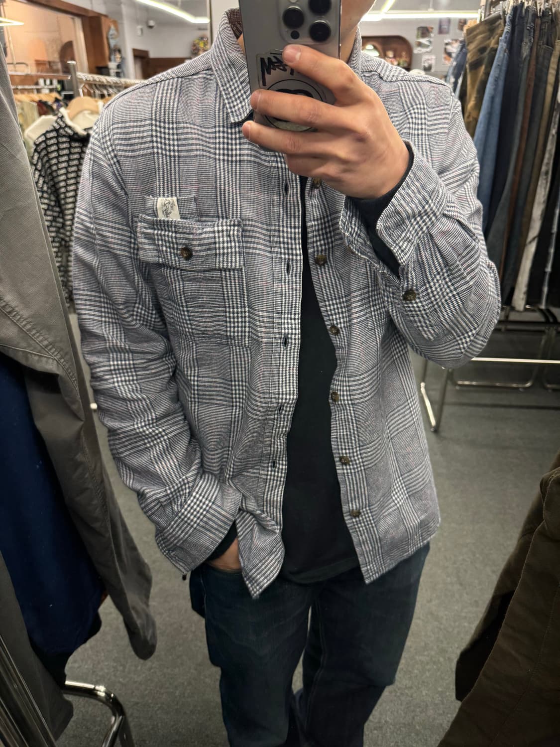 L)할리데이비슨 빈티지 후면 러버 프린팅 체크 긴팔셔츠 상품이미지1