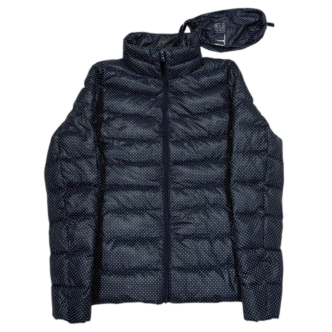 유니클로 여성 도트 땡땡이 울트라 라이트 다운 경량패딩 자켓 네이비 L 상품이미지1