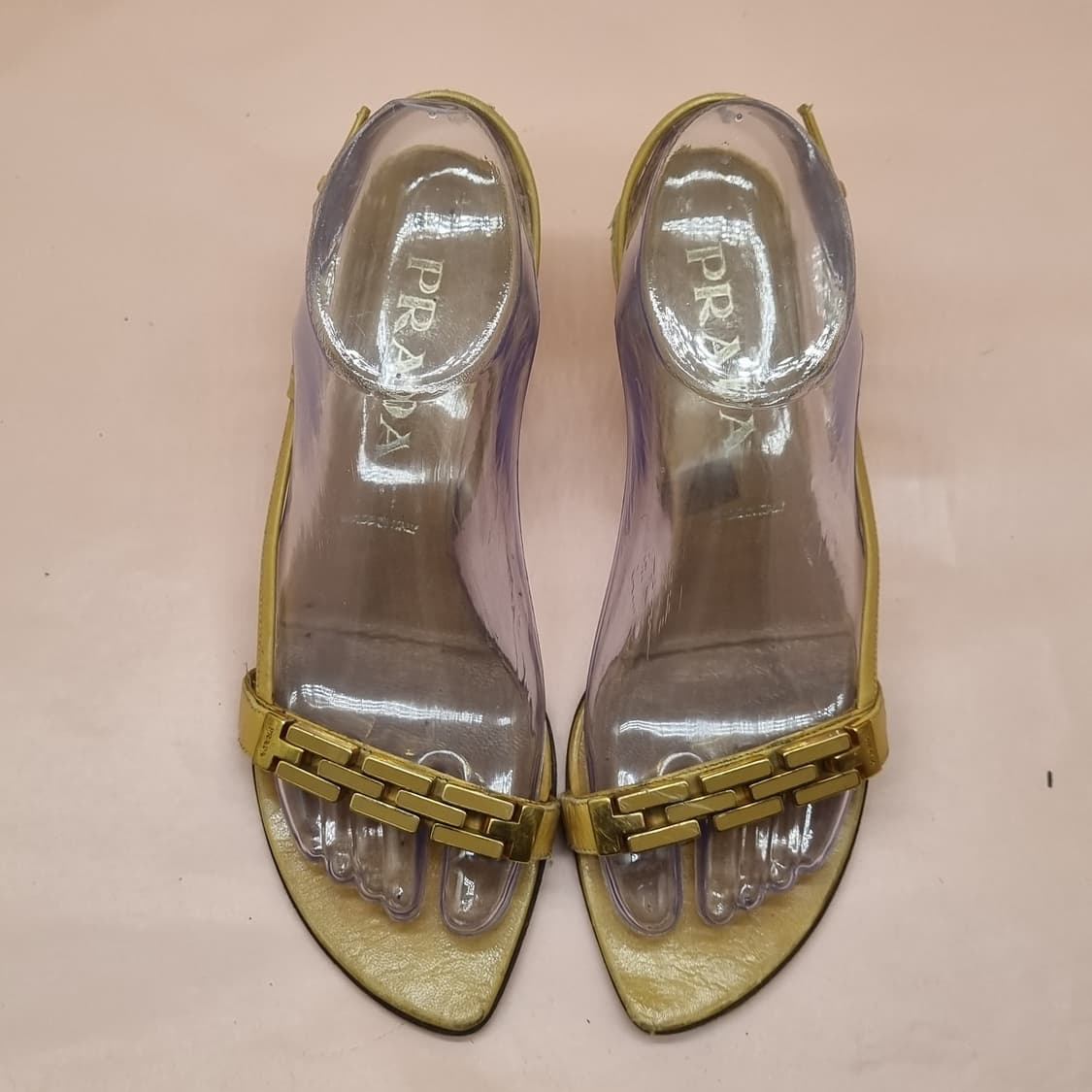 프라다 골드 스트랩 샌들37 240 굽6 상품이미지2