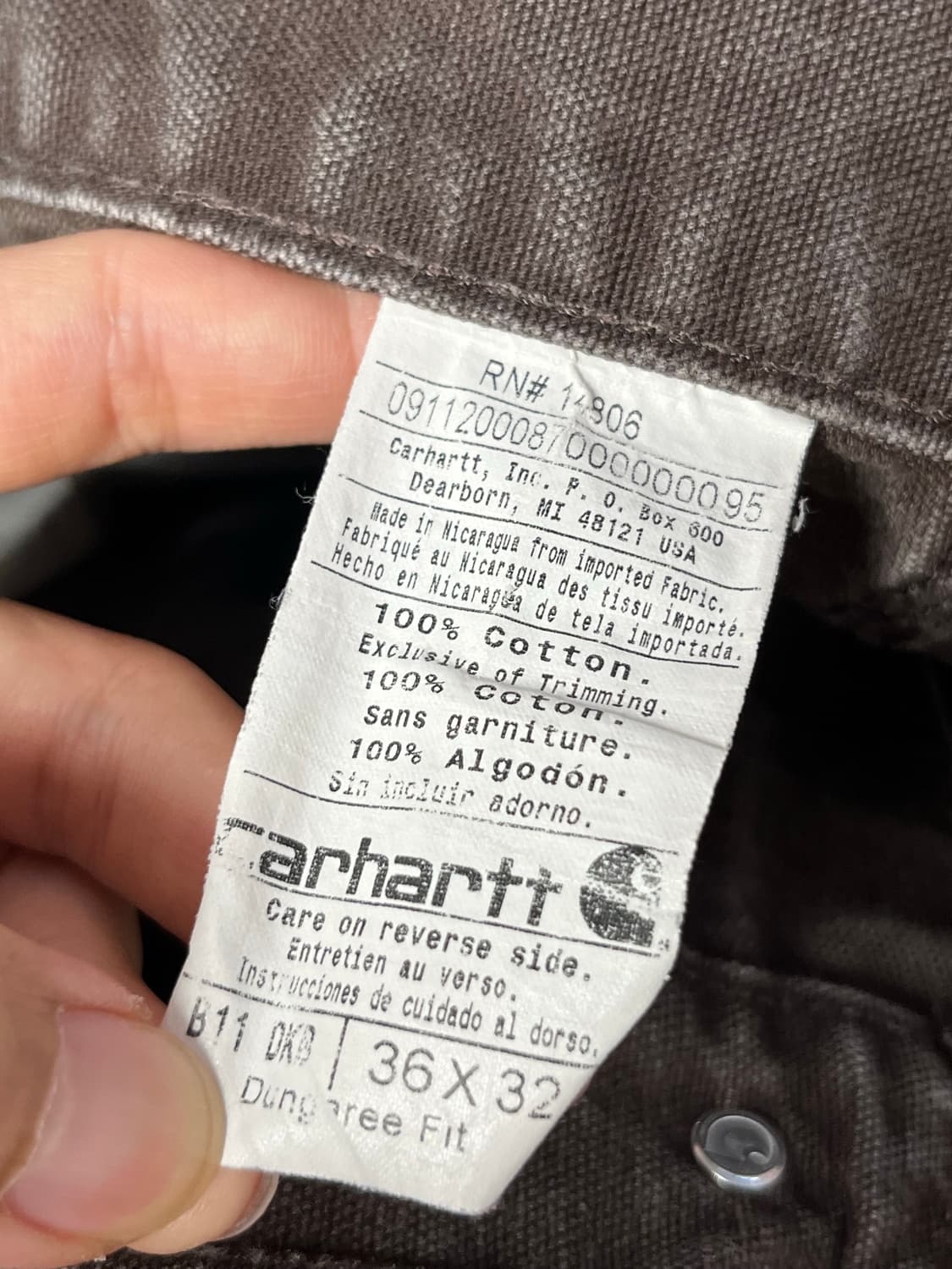 Carhartt B11 DKB 칼하트 빈티지 싱글니 카펜터 다크브라운 상품이미지7