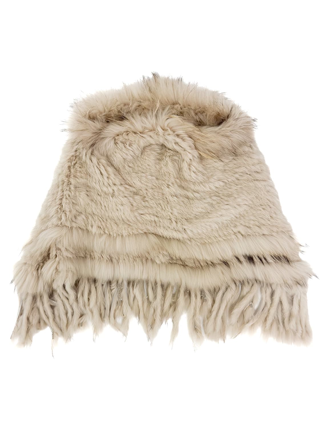 Rabbit  Fur Fringe Pancho Cape/ Os 상품이미지2