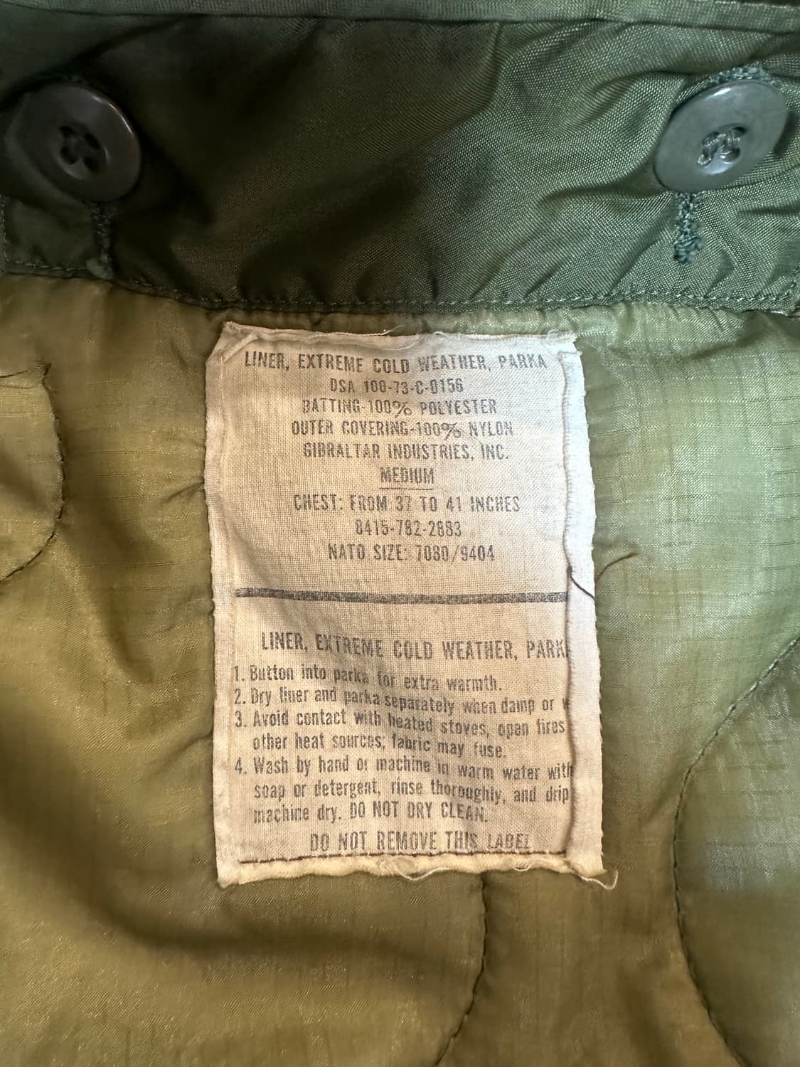 오리지날 m65 피쉬테일 개파카 외피 내피 미디움 상품이미지3