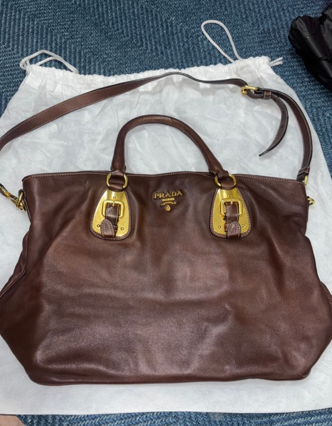 프라다 브라운 투웨이 레더백 상품이미지3