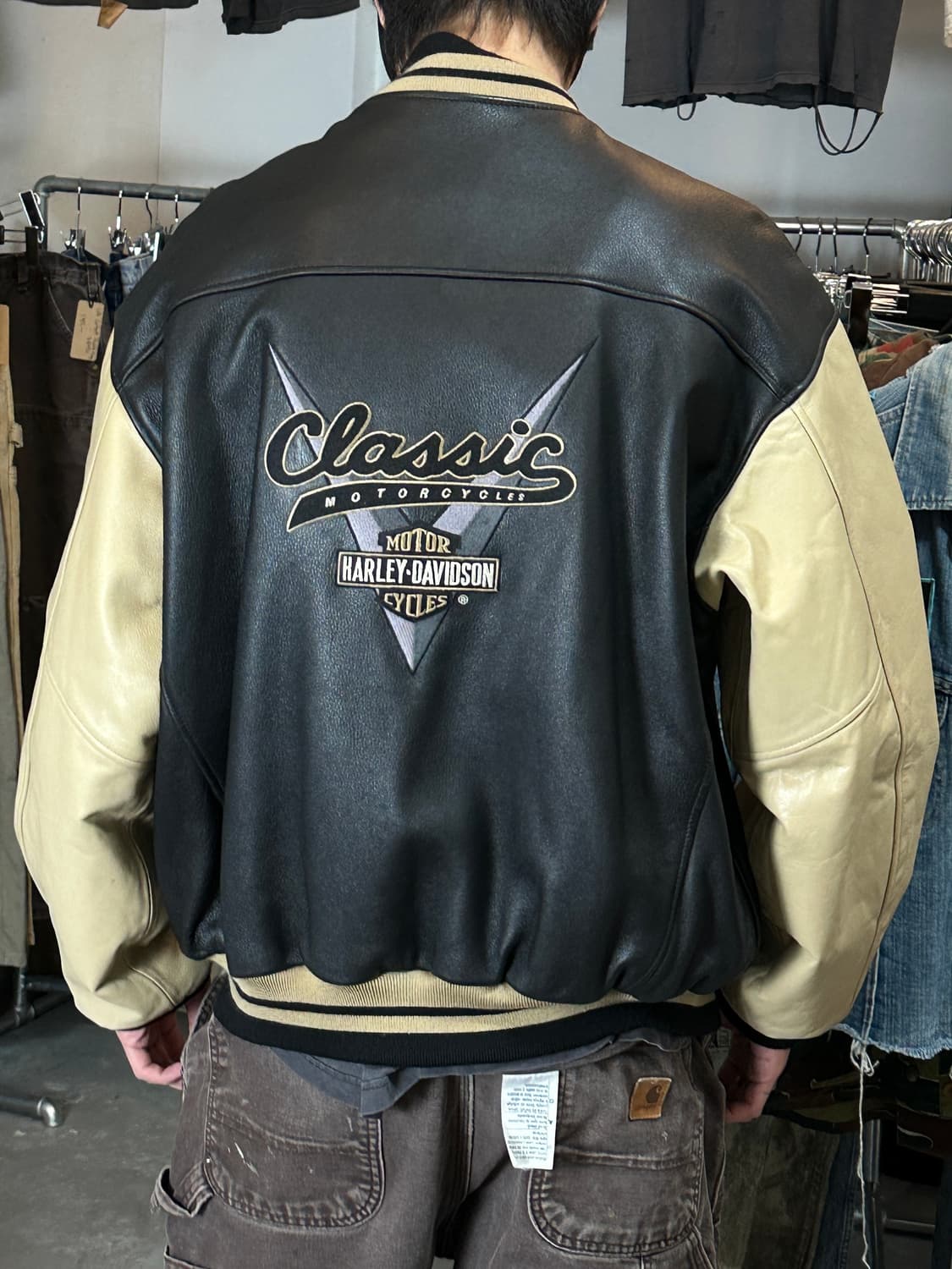 00's 할리데이비슨 레더 봄버 자켓 풀그레인 레더 자켓 상품이미지3