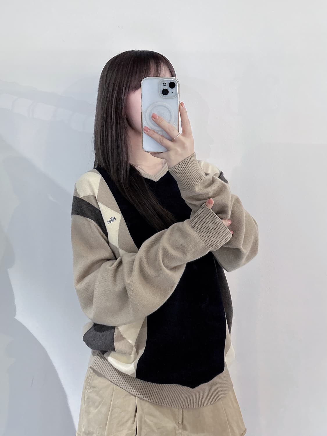 라코스테 90‘s 아가일 패턴 브이넥 니트 상품이미지1