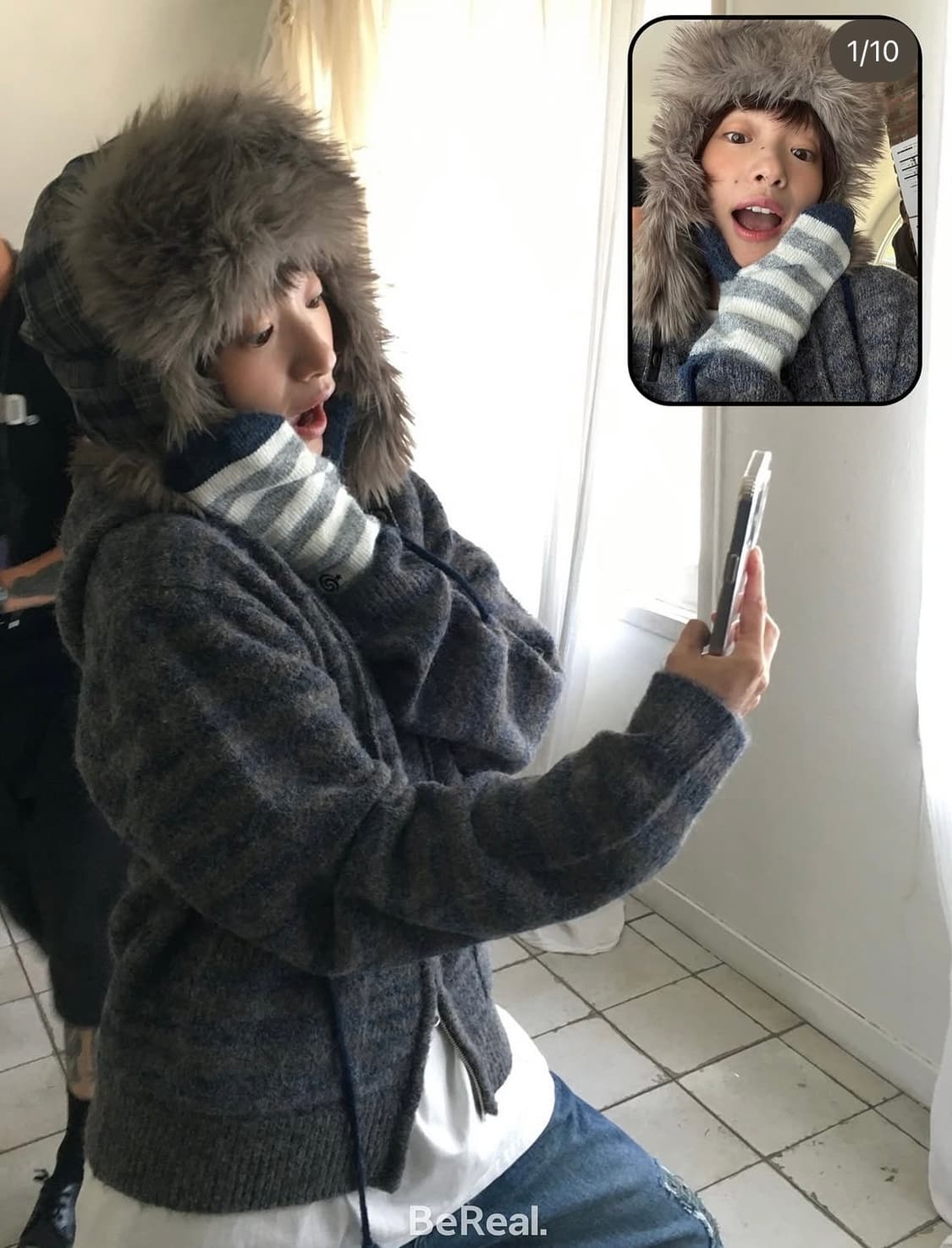 aeae stripe hood knit zip up 상품이미지1