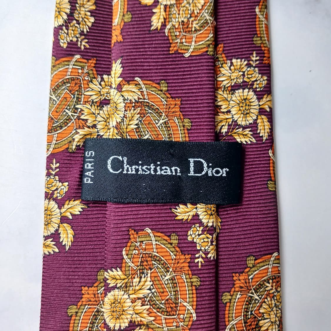 크리스찬디올 와인 플로럴 오너먼트 패턴 넥타이 9.5cm A등급 E950 상품이미지4