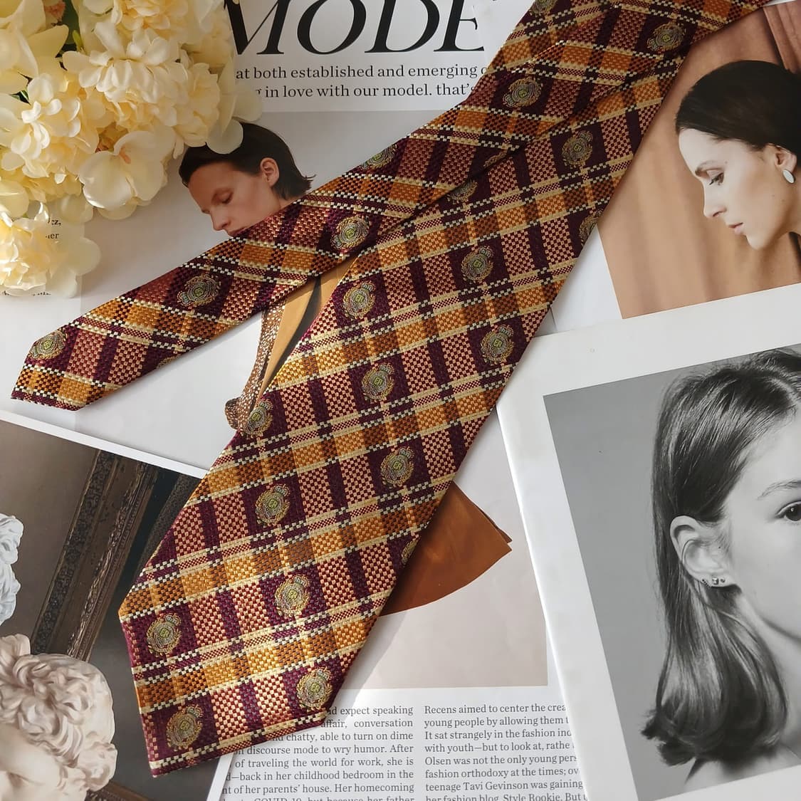 아쿠아스큐텀 실크 체크 크레스트 넥타이 9.5cm A+등급 A19290
 상품이미지5