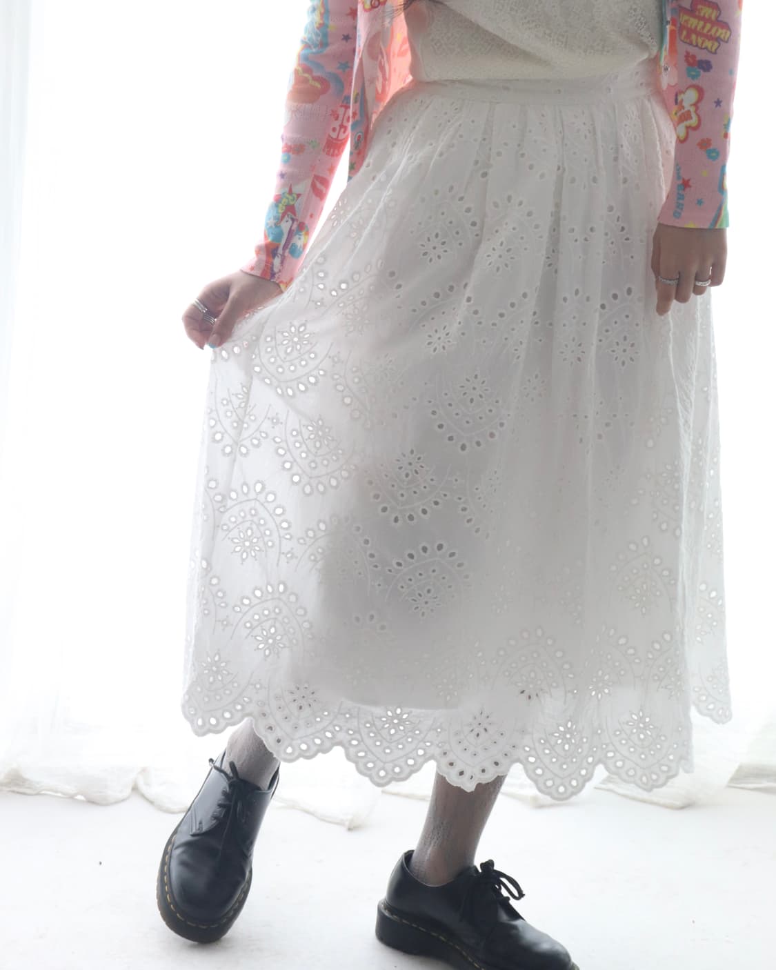 [Beams Heart] White Broderie Lace Skirt 상품이미지6