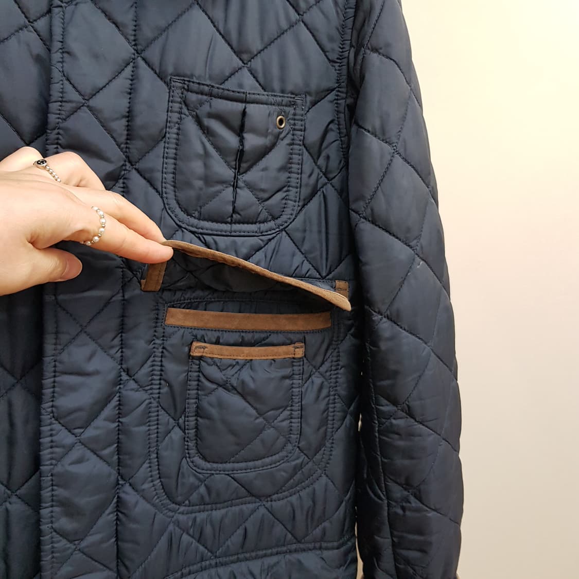 랄프로렌 퀼팅 코듀로이 배색 롱자켓 S사이즈 상품이미지4