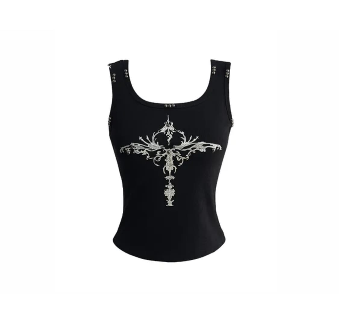 y2k cross printing sleeveless 상품이미지3