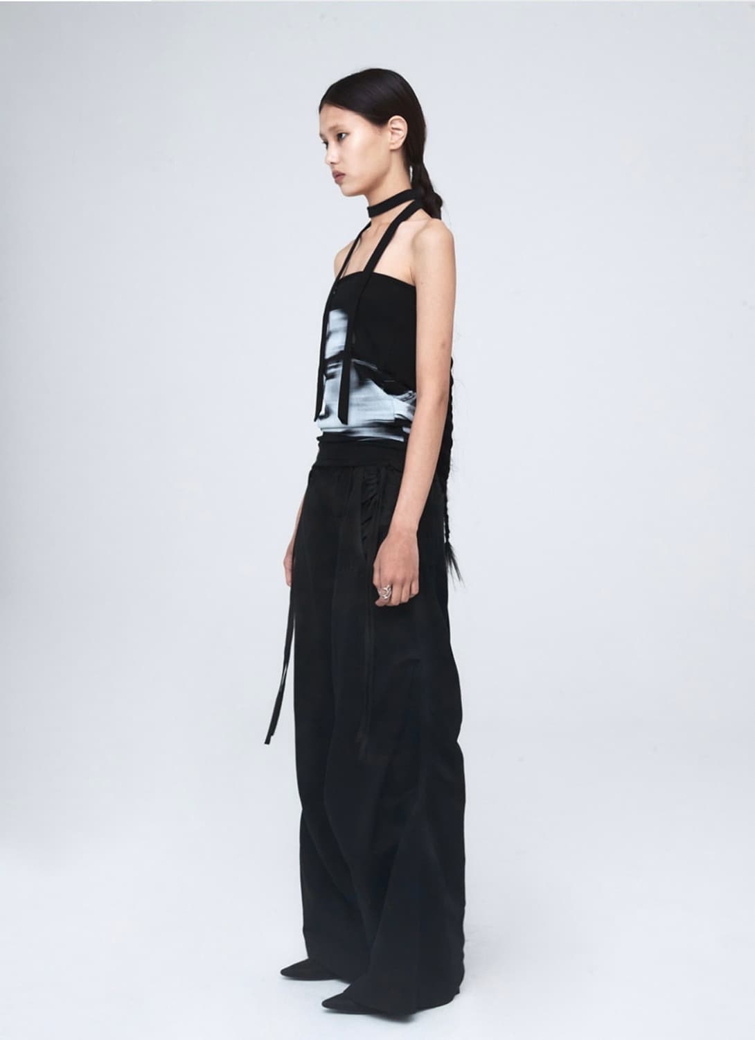 CONSTRICT HOLE WIDE PANTS (UNISEX) BLACK 상품이미지2